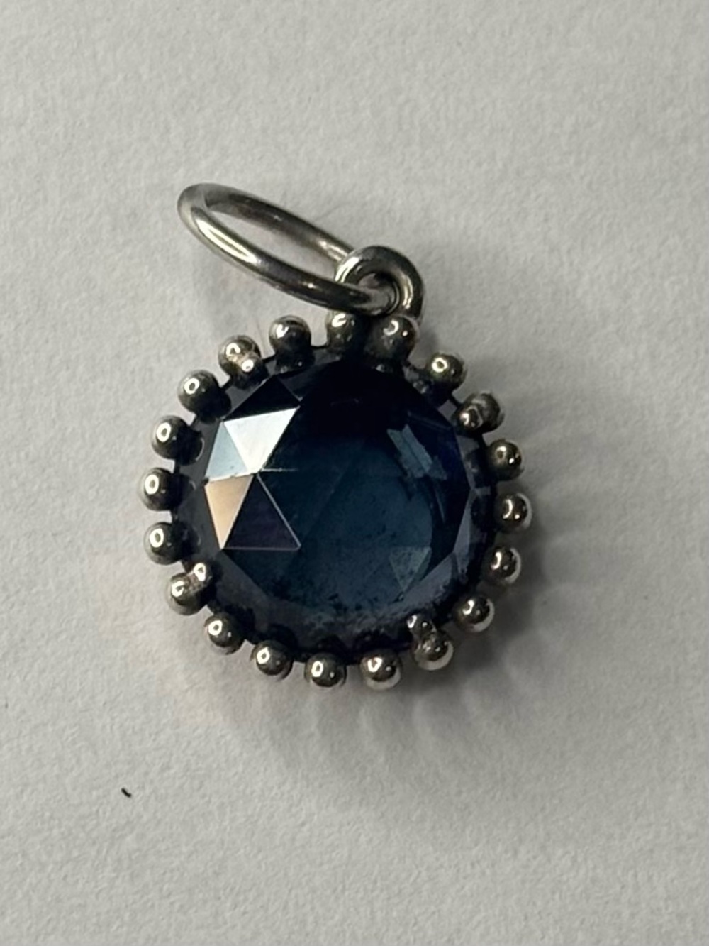 Pandora Dark Blue Faceted Glass Dangle Charm S925 ALE